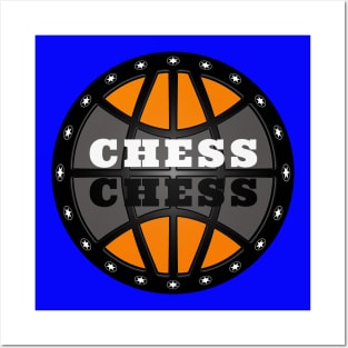 Chess Logo in Black, White and Orange Posters and Art